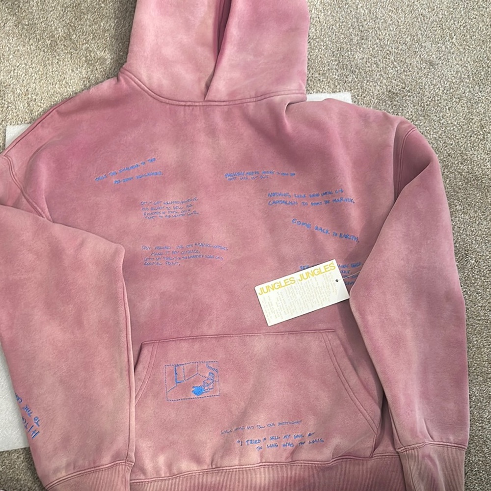 Pink Hoodie with Blue Accents